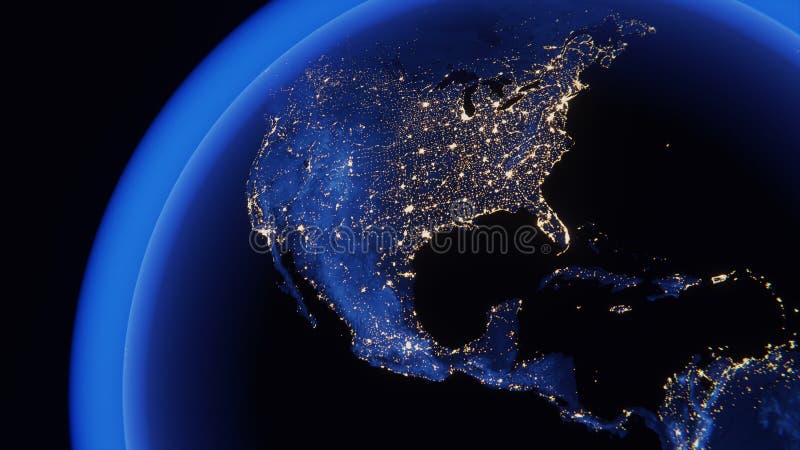Globalization and communication concept. Earth and luminous rays. 3d rendering stock illustration