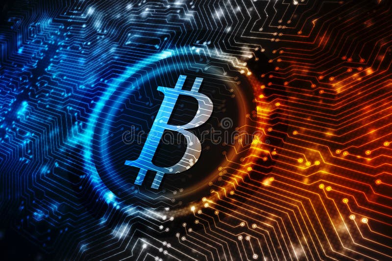 Globalna Abstrakcjonistyczna Bitcoin waluty Blockchain technologii tła Crypto ilustracja royalty ilustracja