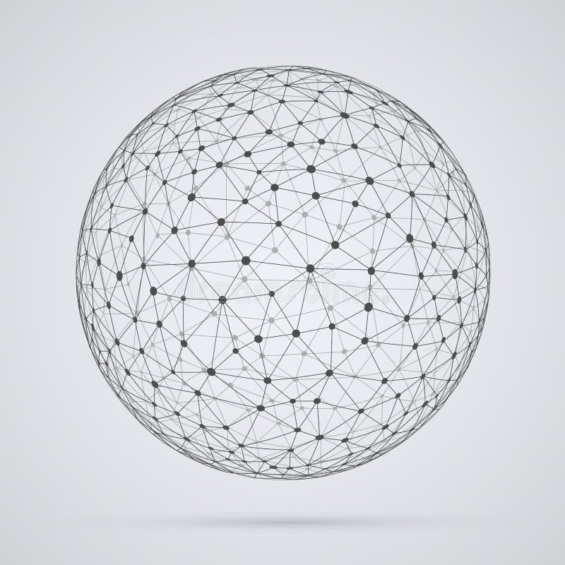 Globalna sieć, sfera Abstrakcjonistyczny geometryczny bańczasty kształt z royalty ilustracja