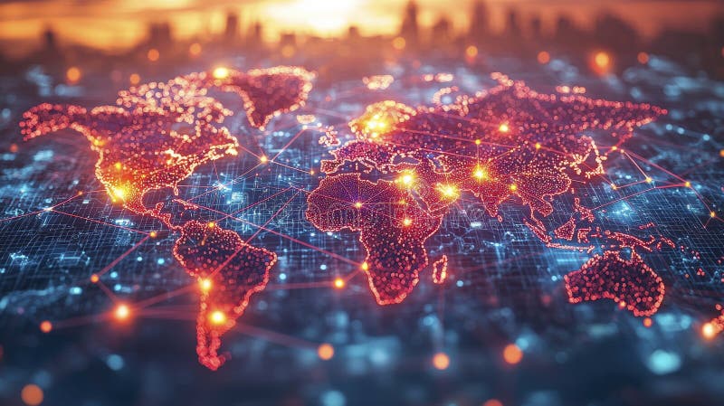 Globalna łączność dzięki wizualizacji przepływu danych ilustracja wektor