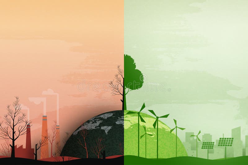 Globalne ocieplenie i koncepcja zmian klimatu świat zanieczyszczonych i zielonych środowiska tło