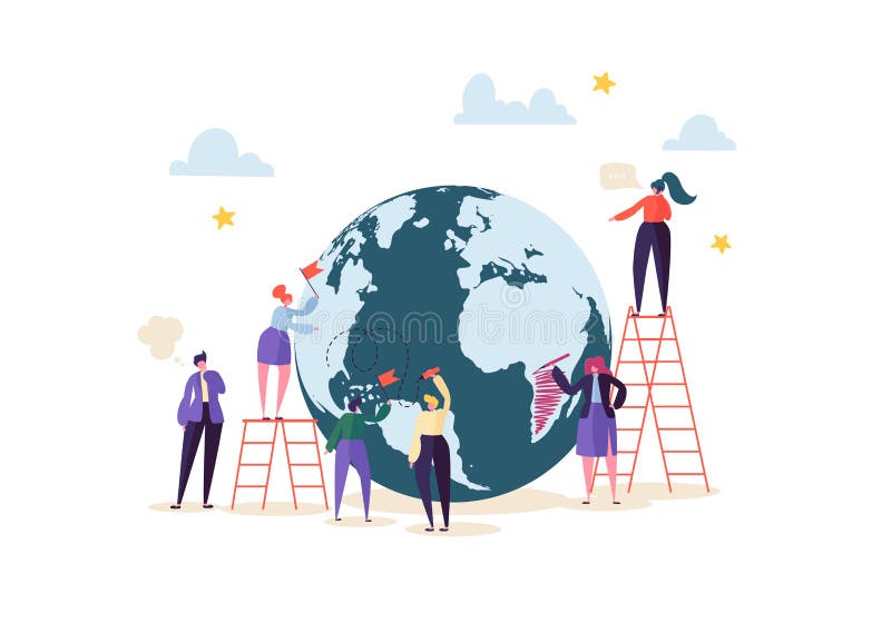 Globalnego biznesu pojęcie z charakterami Pracuje Wpólnie Ludzie Komunikuje w praca procesie Praca zespołowa współpraca ilustracja wektor Globalnego biznesu pojęcie z charakterami Pracuje Wpólnie Ludzie Komunikuje w praca procesie Praca zespołowa współpraca ilustracja wektor
