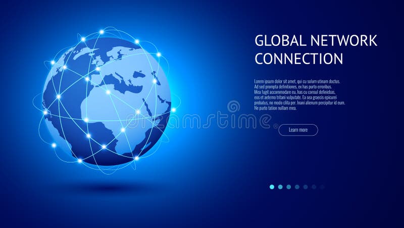 Globalnej sieci związku pojęcie Najlepszy internet, globalny biznes Światowej mapy punktu i linia składu wektor ilustracji