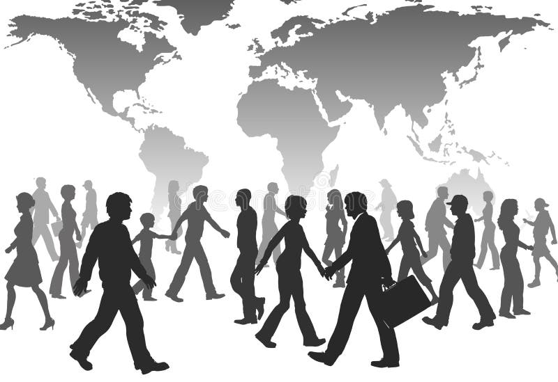 globalni ludzie populaci sylwetek spaceru światu ilustracja wektor globalni ludzie populaci sylwetek spaceru światu ilustracja wektor