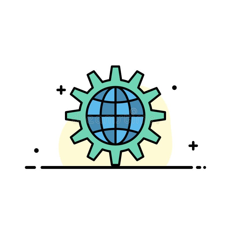Globalny, Biznesowy, Rozwija, rozwój, przekładnia, praca, Światowego biznesu mieszkania ikony sztandaru linia Wypełniający Wektor ilustracji Globalny, Biznesowy, Rozwija, rozwój, przekładnia, praca, Światowego biznesu mieszkania ikony sztandaru linia Wypełniający Wektor ilustracji