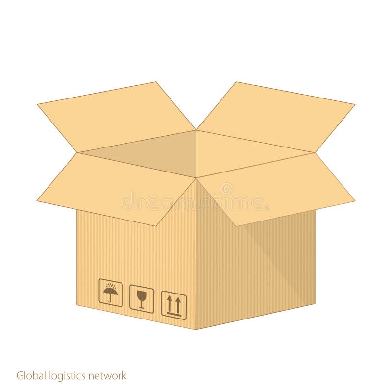 Globalny logistyki sieci pojęcie Otwiera realistycznego karton z pakować symbole ilustracja wektor Globalny logistyki sieci pojęcie Otwiera realistycznego karton z pakować symbole ilustracja wektor