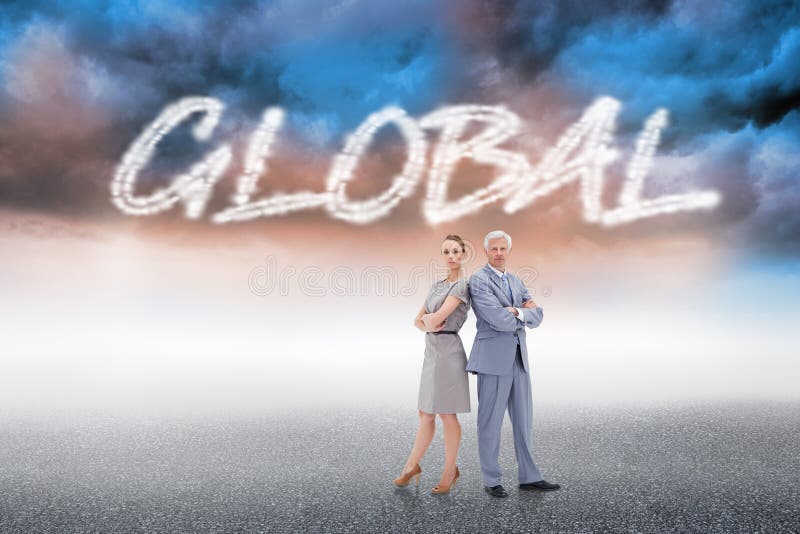 Globalny przeciw chmurnemu krajobrazowemu tłu fotografia stock