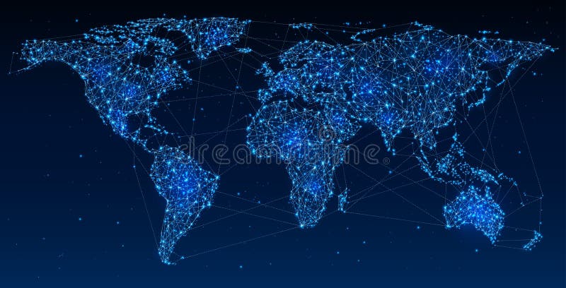 Globalt nätverk och kommunikationer royaltyfri illustrationer