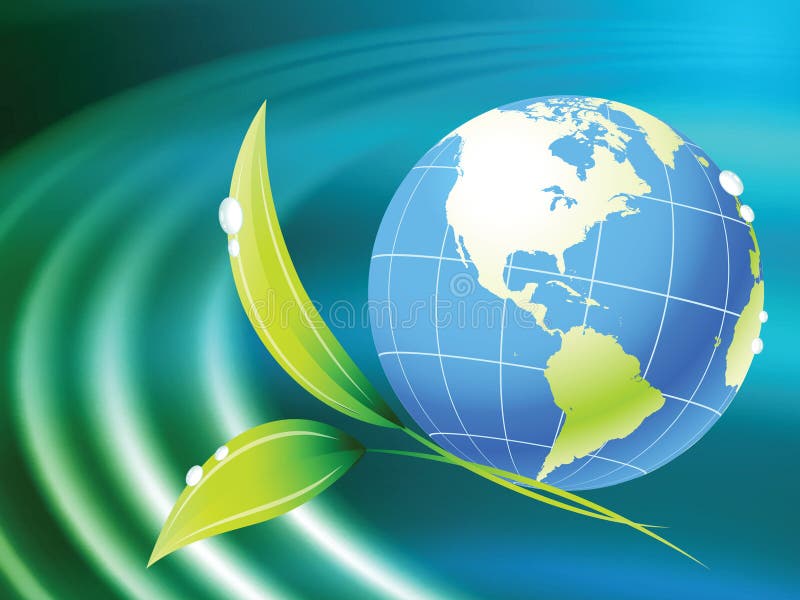 Globe on Abstract Liquid Wave Background vector illustration