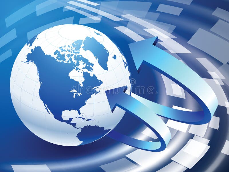 Globe on Abstract Liquid Wave Background vector illustration