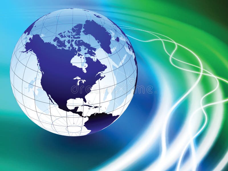 Globe on Abstract Liquid Wave Background royalty free illustration