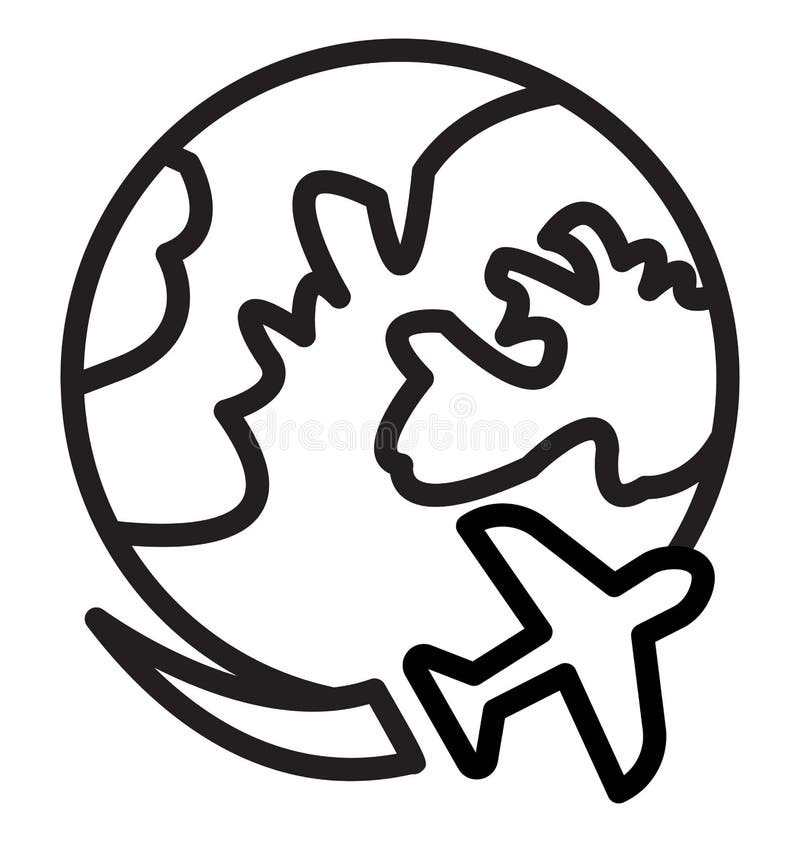 Globe with Airplane Isolated Vector Icon Use for Travel and Tour ...