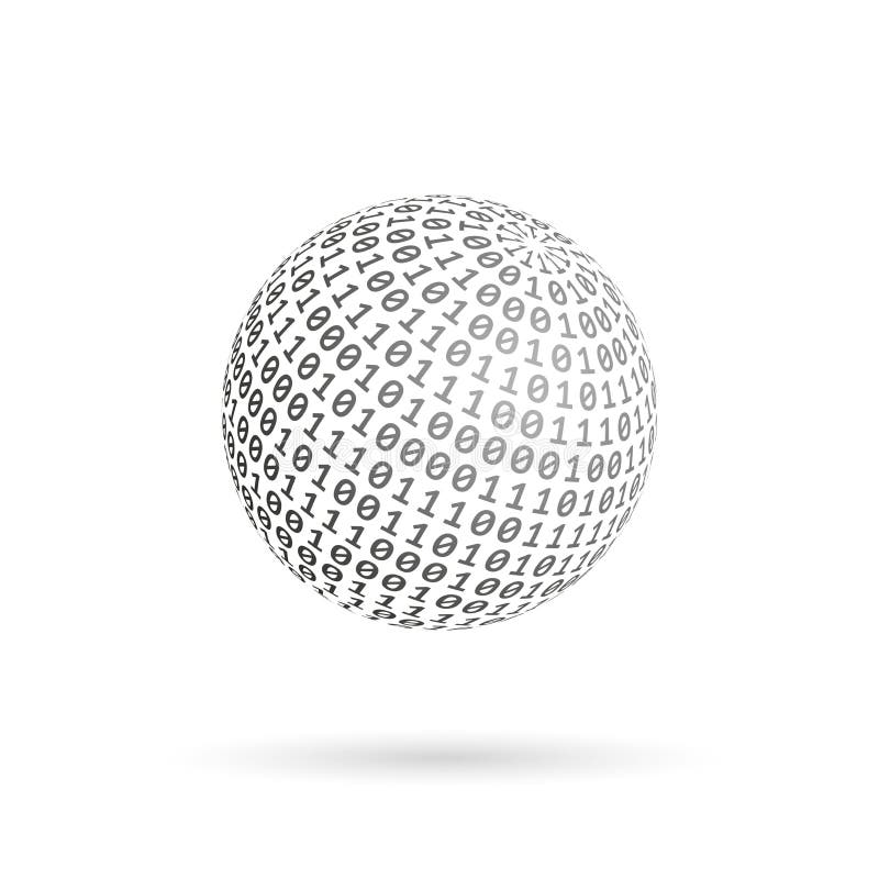 Globe of binary code. Abstract technology ball. Vector design royalty free illustration