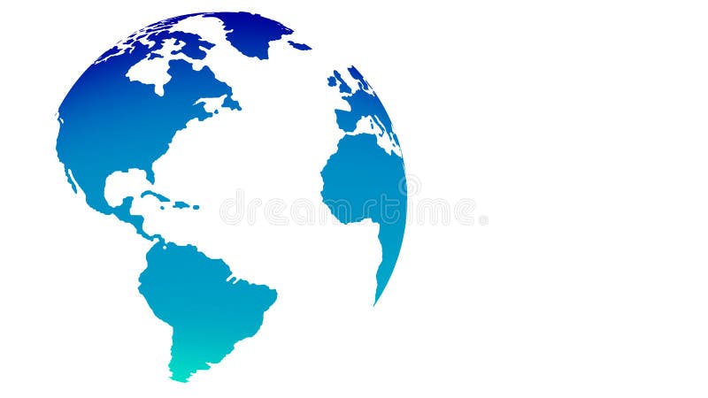 Vector 3d globe blue world map on white background