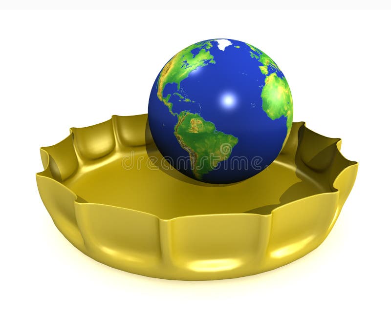 The globe in a bottlecap vector illustration The globe in a bottlecap vector illustration
