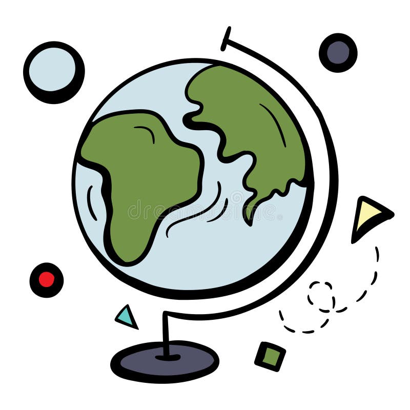 Globe. Bright vector illustration isolated on white background for sticker, print, book stock illustration