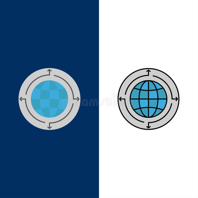 Globe, Business, Communication, Connection, Global, World Icons. Flat and Line Filled Icon Set Vector Blue Background royalty free illustration Globe, Business, Communication, Connection, Global, World Icons. Flat and Line Filled Icon Set Vector Blue Background royalty free illustration
