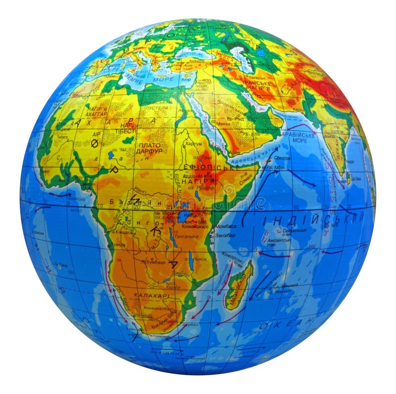 Globe, in a center Africa stock image. Image of isolated 7819451
