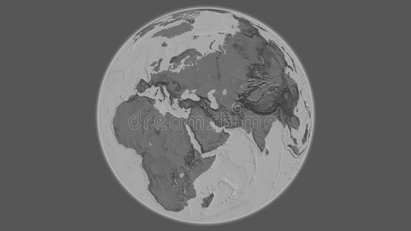 Globe centered on Iraq. Bilevel map royalty free illustration