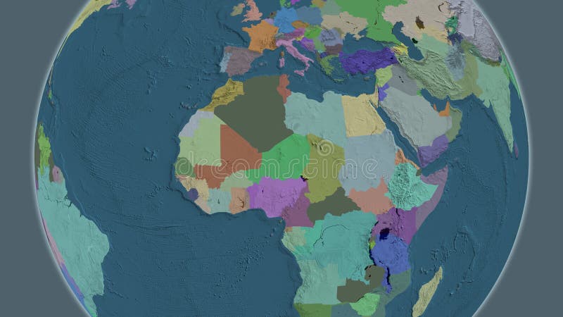 Globe centered on Niger. Administrative map royalty free illustration