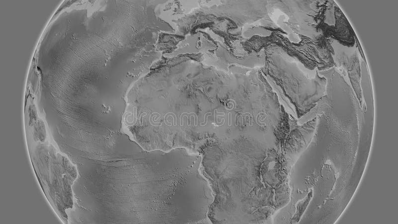 Globe centered on Niger. Grayscale map vector illustration