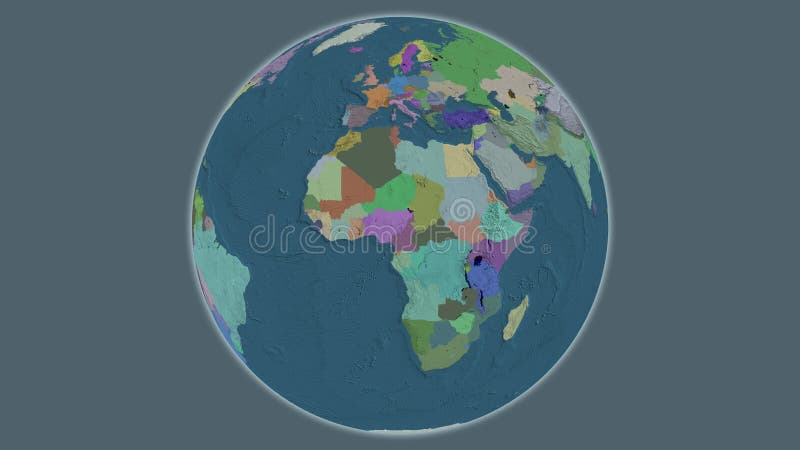 Globe centered on Nigeria. Administrative map stock illustration