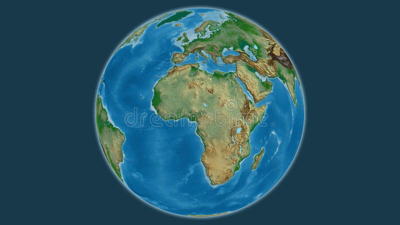 Globe centered on Nigeria. Physical map royalty free illustration