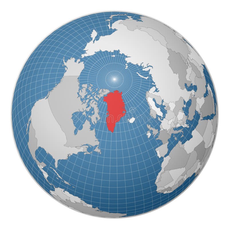 Greenland on globe stock illustration. Illustration of render - 127963450