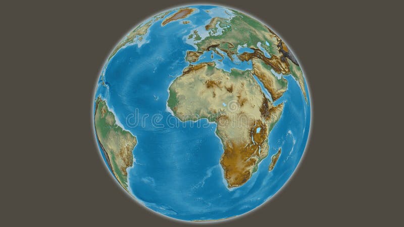 Globe centered on Togo. Relief map stock illustration
