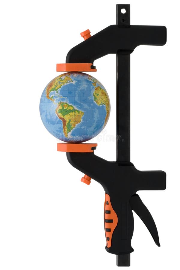 The globe clamped in a manual clamp