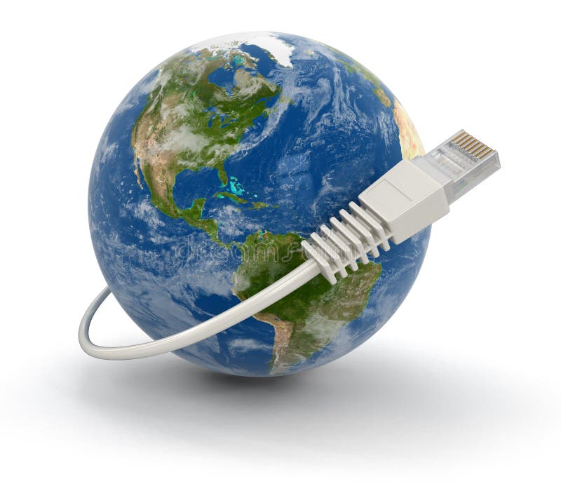 Globe and USB Cable (clipping Path Included) Stock Illustration