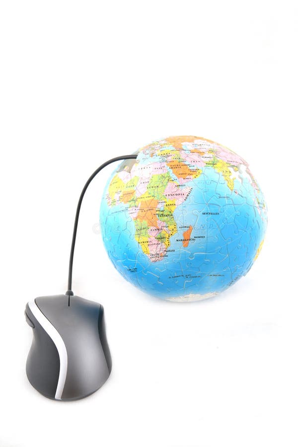 Globe and Computer Mouse stock photos
