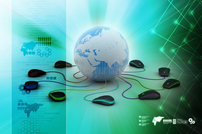 Globe connecting with computer mouse royalty free stock photos