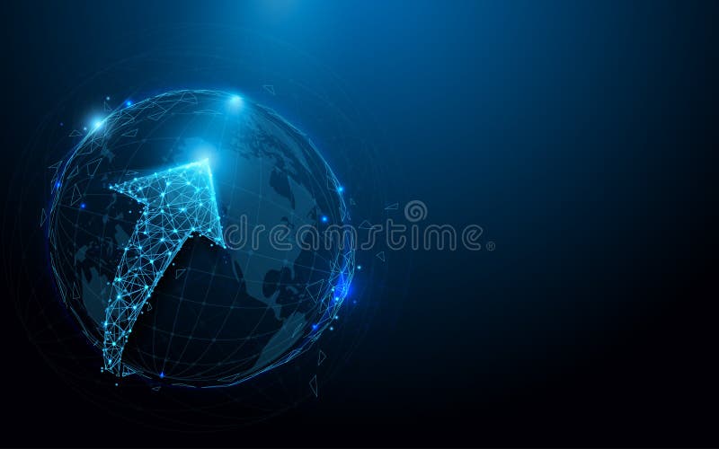 Globe connections network form lines, triangles and particle style design stock illustration