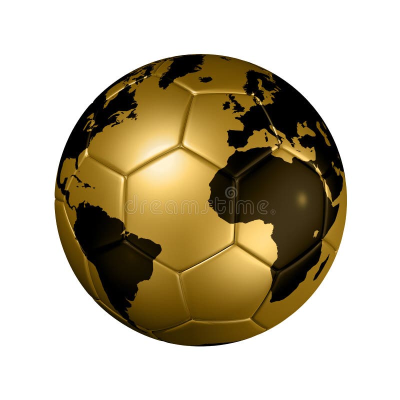 Globe du monde de bille du football du football d'or illustration stock Globe du monde de bille du football du football d'or illustration stock
