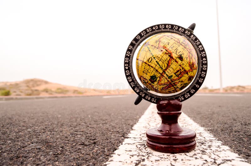 Globe Earth on an Asphalt Street royalty free stock photo
