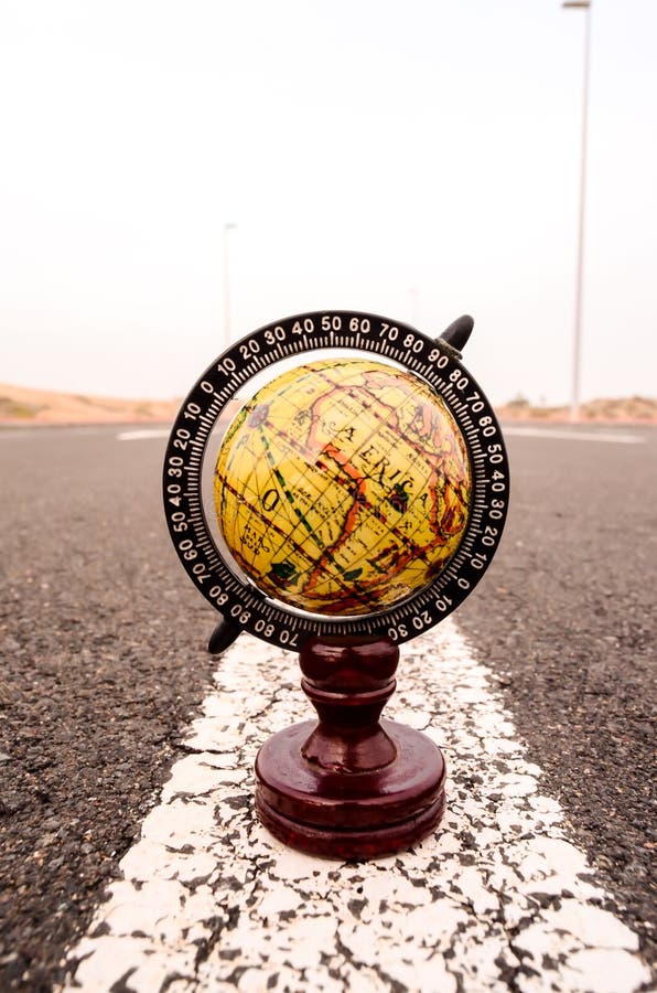 Globe Earth on an Asphalt Street , digital photo image royalty free stock photo