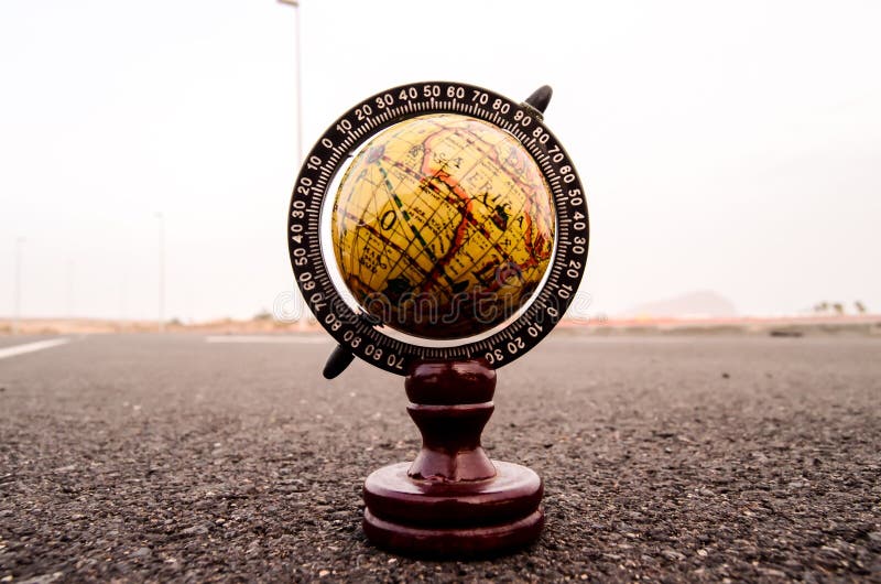 Globe Earth on an Asphalt Street , digital photo image royalty free stock photos