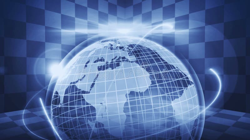 Futuristic hologram planet earth. Business success concept. Cyber loop animation. Earth globe 3d with business technology. stock illustration