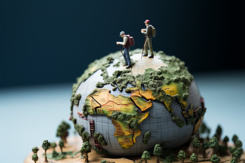 Globe Explorers Miniature Travelers Navigate Their Journey Across the 