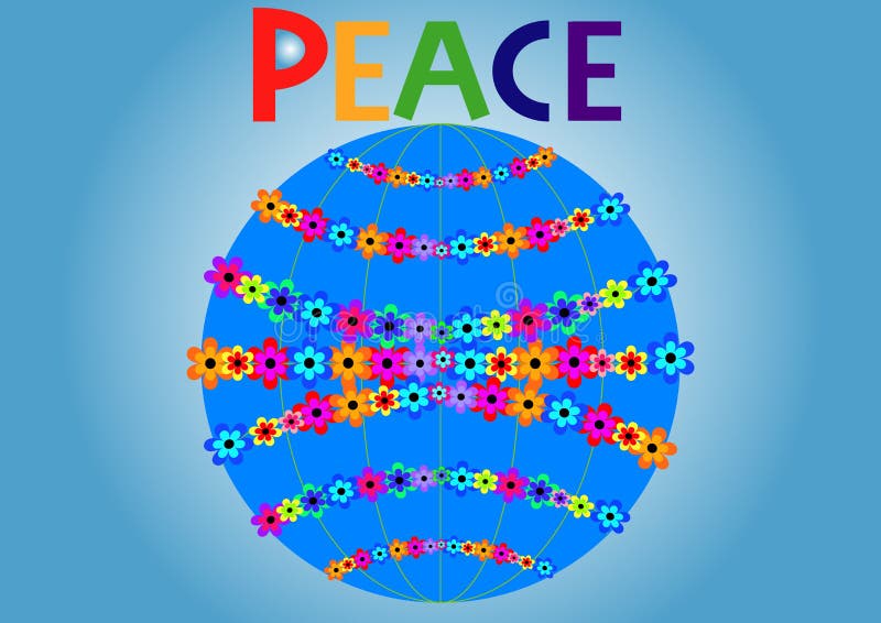 The Globe with Flowers As a Symbol of Peace on the Stock Vector