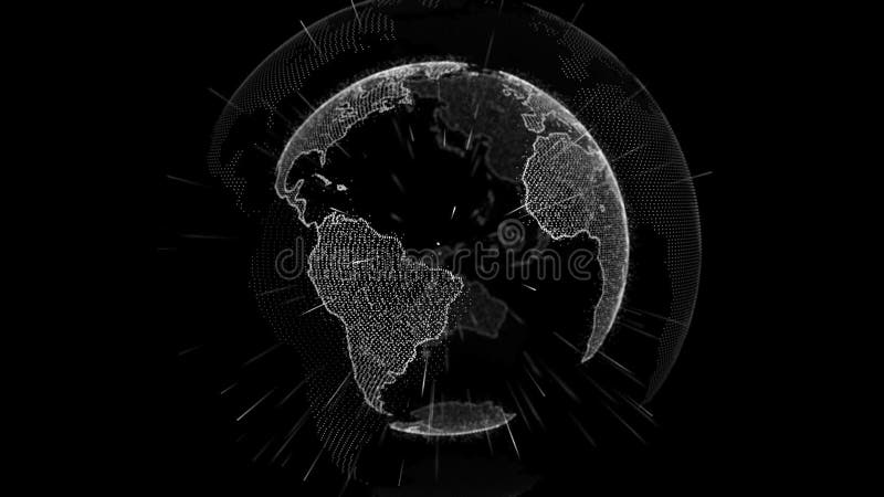 Globe futuriste de données numériques sens de la science, la terre environnante de planète de réseau informatique donnant la conn illustration stock