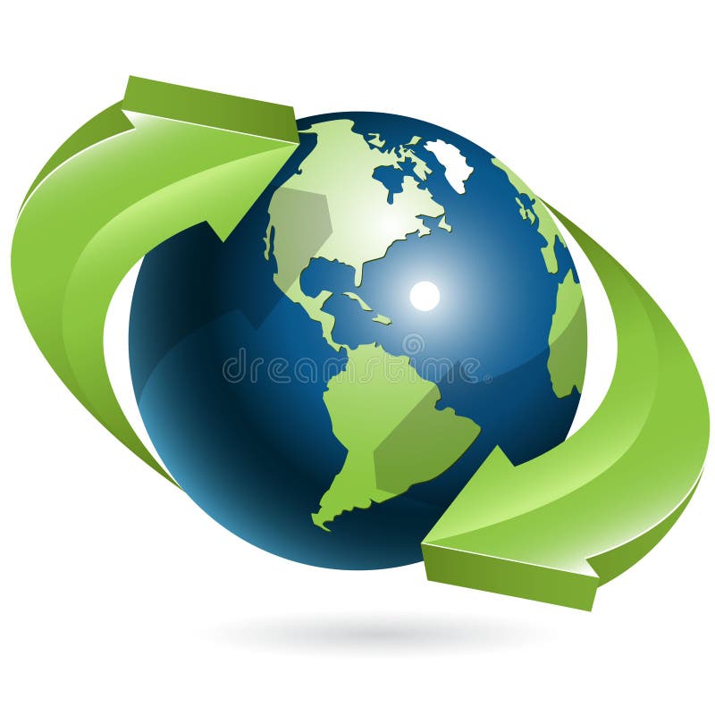 Globe and green arrows