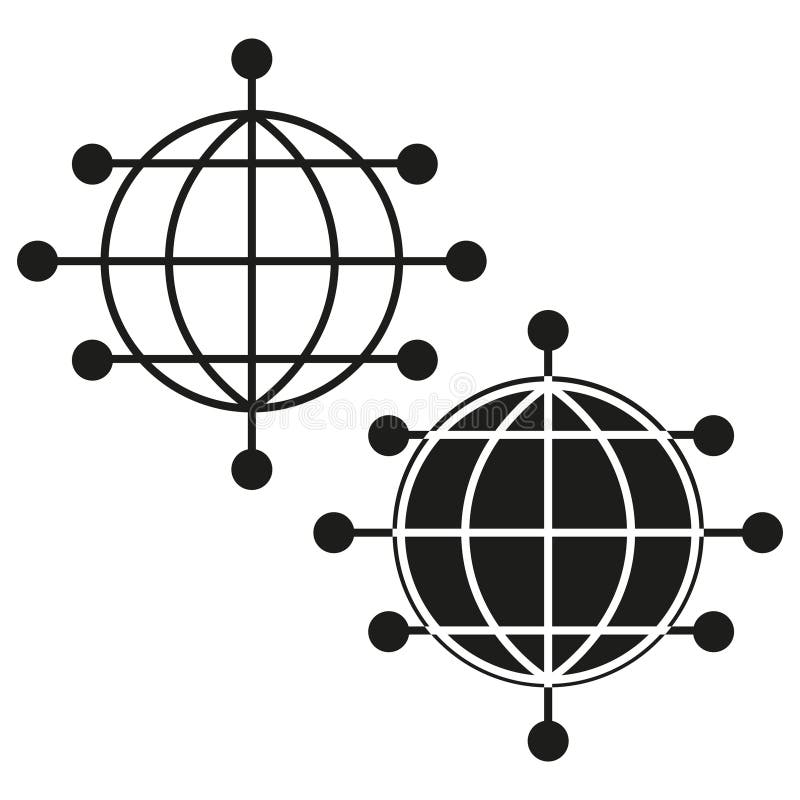 Globe with grid. Geometric mesh structure. Planet connection symbol. Simple vector shape. vector illustration