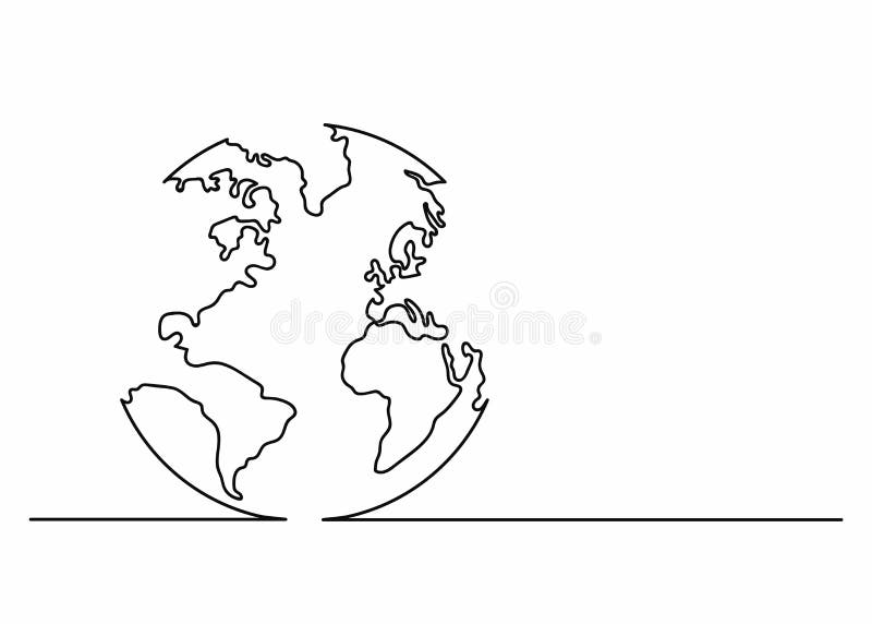 Globe icon in line art style. Planet Earth icon. Continuous line drawing. Single, unbroken line drawing style vector illustration Globe icon in line art style. Planet Earth icon. Continuous line drawing. Single, unbroken line drawing style vector illustration