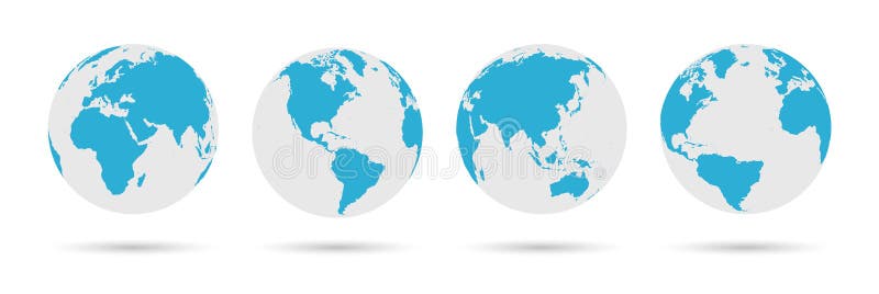 Globe Icon Set - Round World Map Vector Flat vector illustration