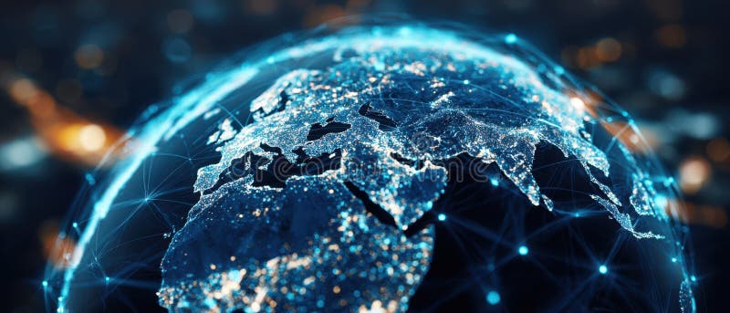 The Globe Illuminated by Digital Connections and Modern Technology image royalty free stock photos.