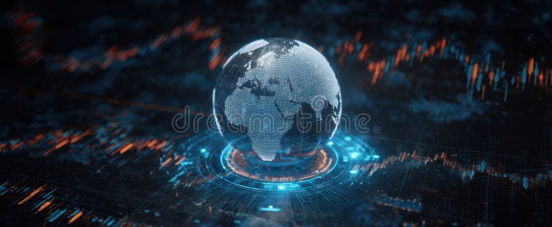The globe illuminated by digital data and modern technology settings. image stock photography.