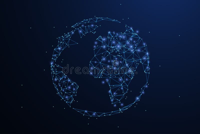 Globe L'icône polygonale de maille de wireframe avec le bord emietté ressemble à la constellation Illustration ou fond de concept illustration stock Globe L'icône polygonale de maille de wireframe avec le bord emietté ressemble à la constellation Illustration ou fond de concept illustration stock