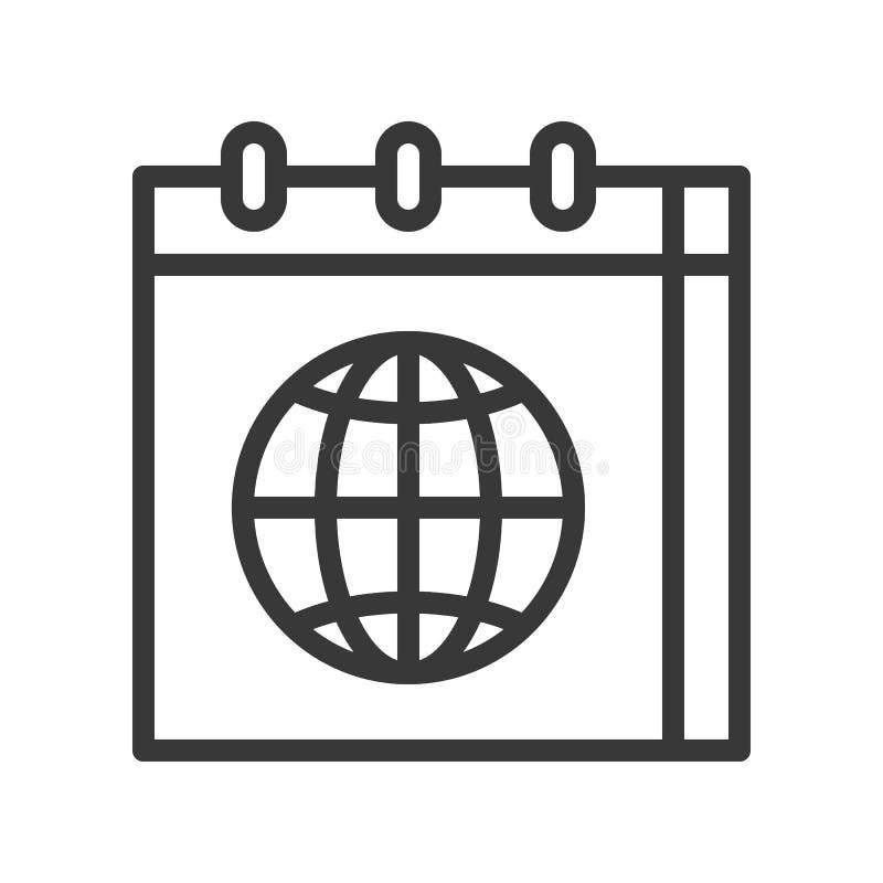 Globe or Planet Earth in Calendar Icon Stock Vector Illustration of
